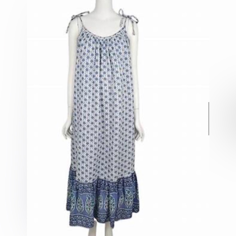 Emerson Fry India Collection Maxi Dress Sundress Blue XS/S Excellent Like New